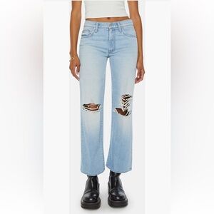 MOTHER The Rambler Flood Ripped Ankle Wide Leg Jeans size 27 in Ripped Off